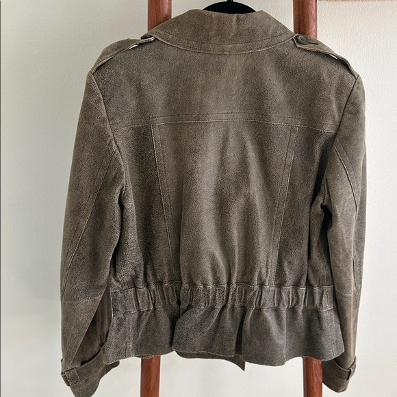 NWOT Vintage Express distressed brown leather double-breasted jacket - Picture 6 of 11